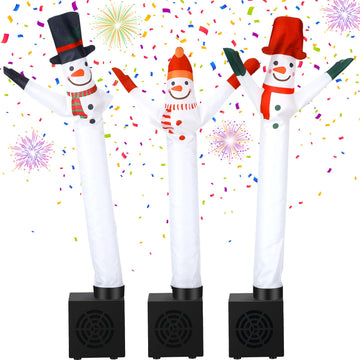 Poen 3 Pcs Winter Mini Inflatable Tube Man Gift Wacky Waving Inflatable Tube Guy With Blower Desktop Mini Dancer Tubes Man Gift For Winter Man Women Birthday Party Decoration(Snowman)