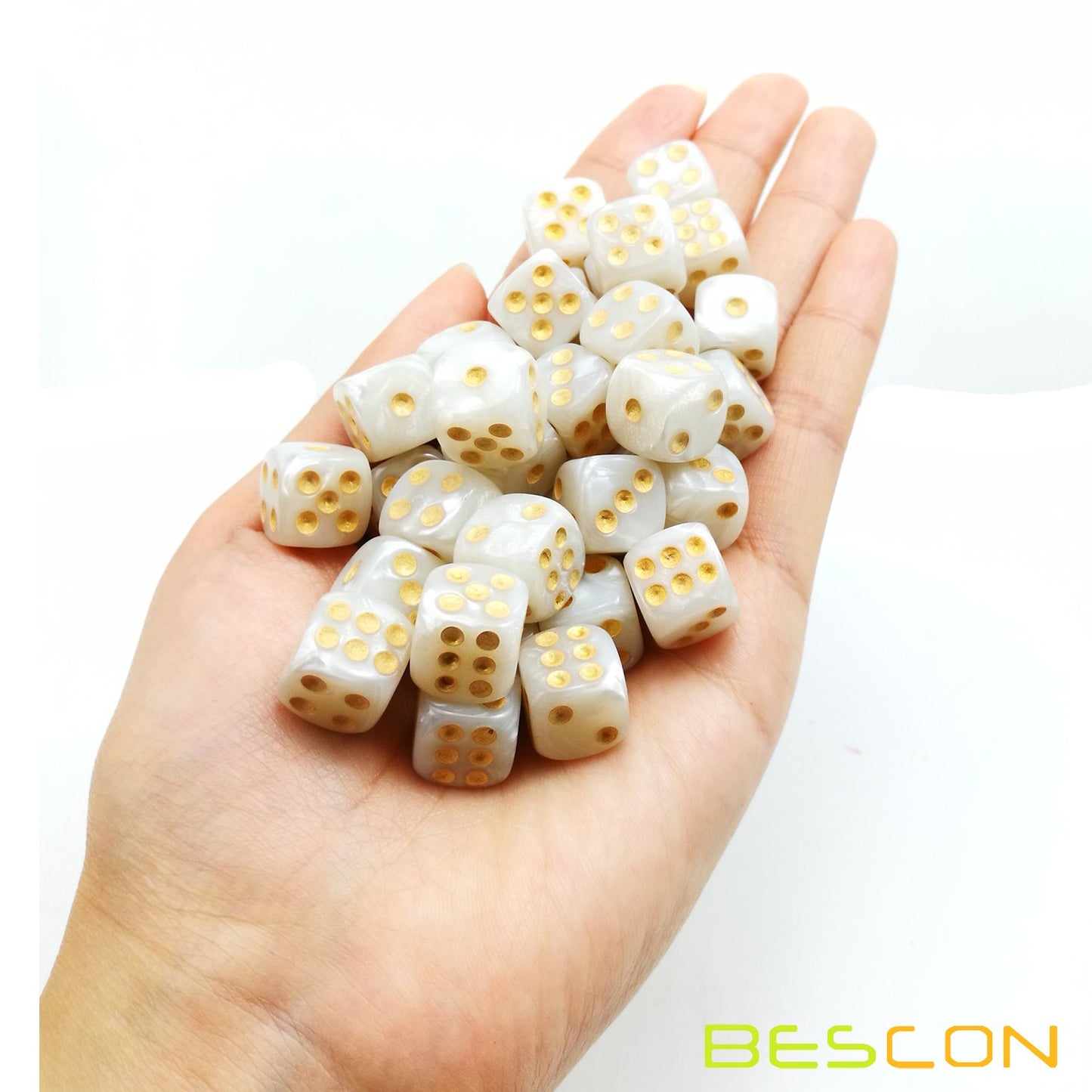 Bescon 12Mm 6 Sided Dice 36 In Brick Box, 12Mm Six Sided Die (36) Block Of Dice, Marble White