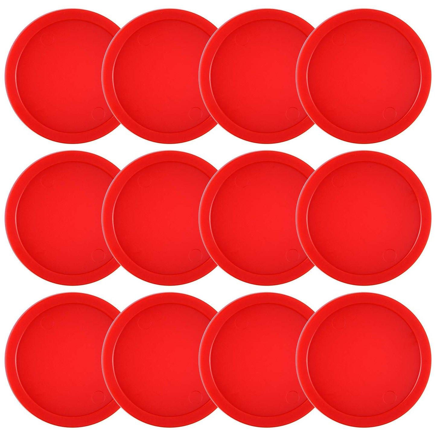 Coopay 12 Pieces Home Air Hockey Pucks 2.5 Inch Heavy Replacement Pucks For Game Tables Equipment Accessories, 12 Grams (Red)