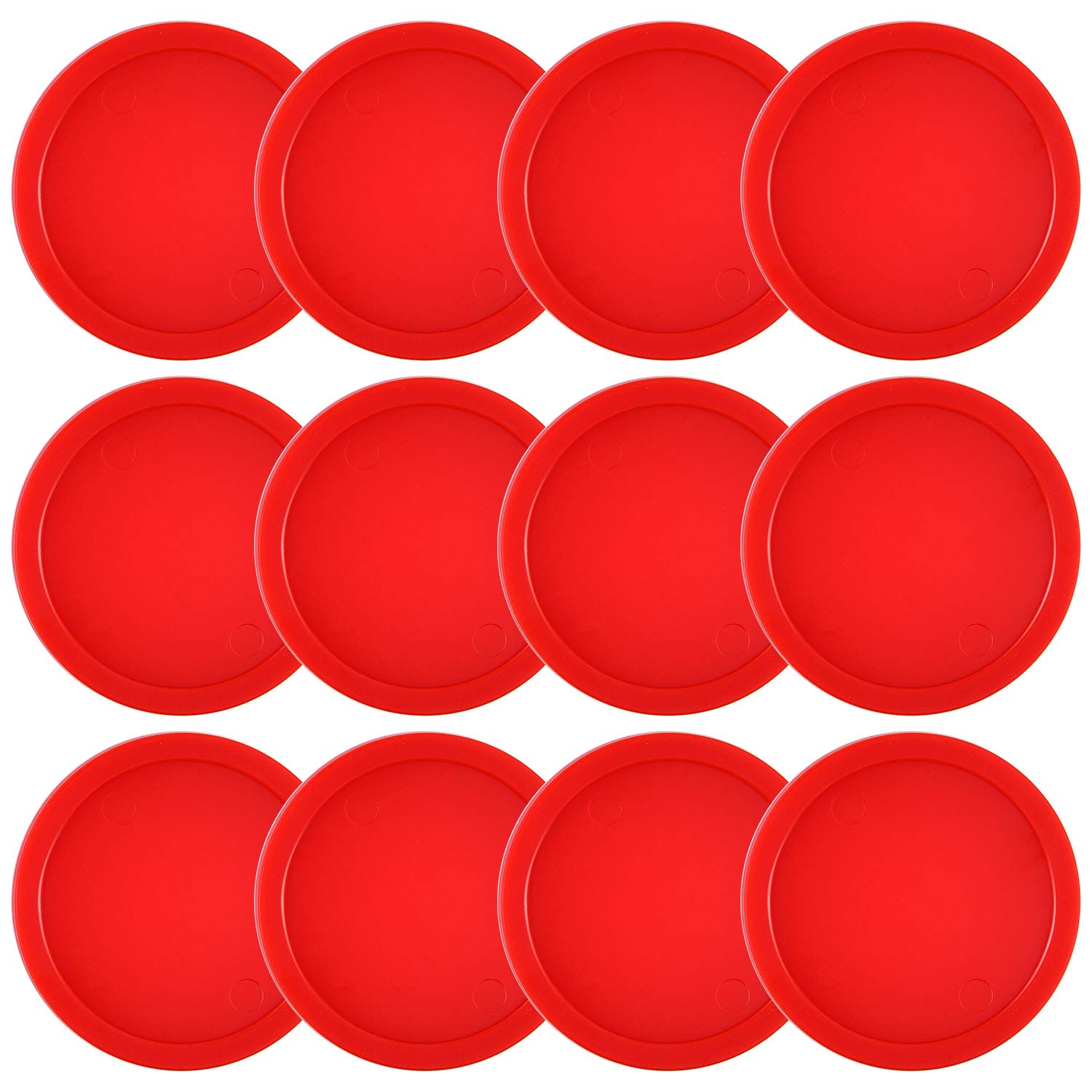 Coopay 12 Pieces Home Air Hockey Pucks 2.5 Inch Heavy Replacement Pucks For Game Tables Equipment Accessories, 12 Grams (Red)