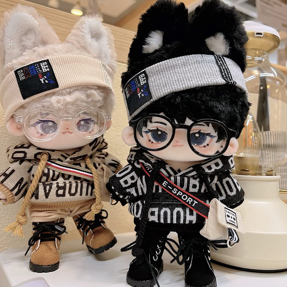 Niannyyhouse 20Cm Plush Doll Leather Shoes Length 5.4Cm 8In Doll Accessories (Black-2)