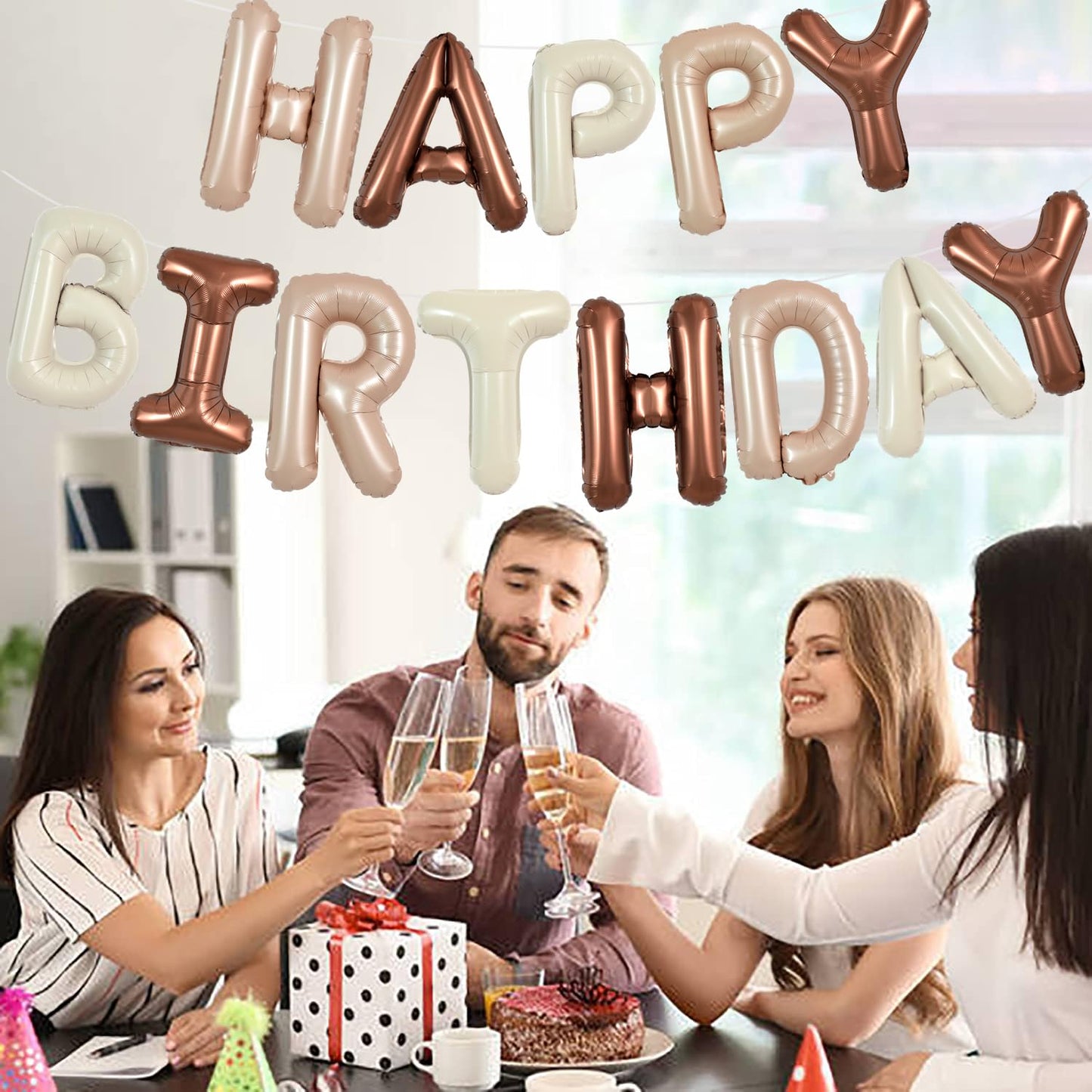 Toniful Happy Birthday Balloons Banner 16 Inch Mylar Foil Letters Birthday Sign Reusable For Girls Boys Kids & Adults Birthday P
