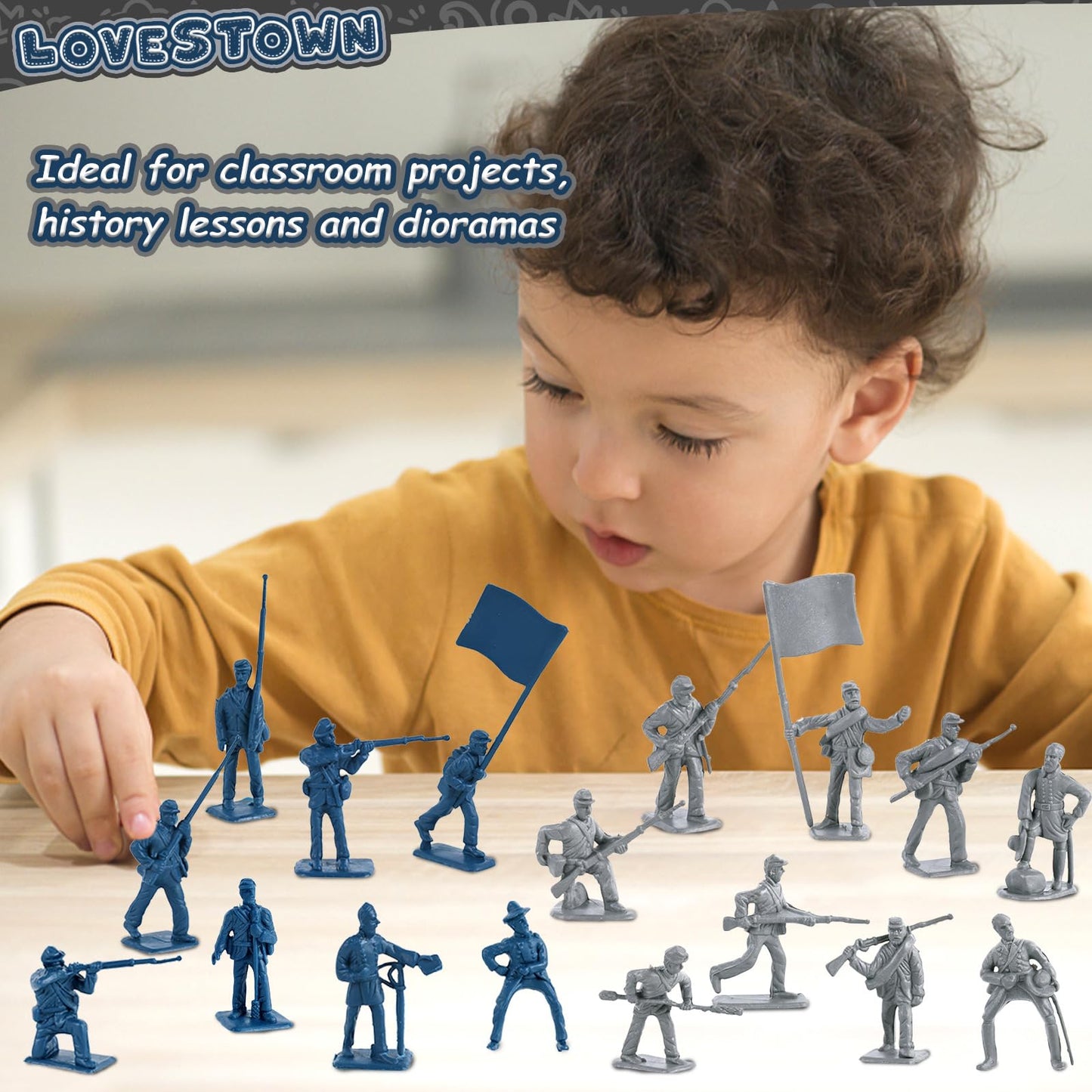 LovesTown 80PCS Army Men Toy Soldiers  Plastic Civil War Army Men Military Action Figures Toy for Kids Classroom Projects History Class Lessons  Birthday Gift
