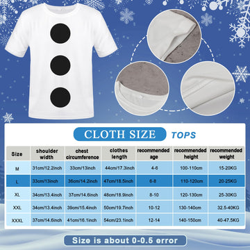 Hotop 6 Pcs Christmas Snowman Costume Kit For Kid Party Cosplay Supply Red Scarf Carrot Nose Gloves T Shirt Hat(Large)