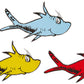 Eureka Back To School Dr. Seuss One Fish, Two Fish Paper Cut Out Classroom Decorations, 36 Pc, 5.5'' W X 5.5'' H
