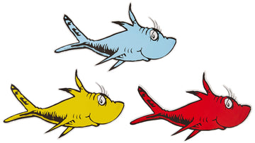 Eureka Back To School Dr. Seuss One Fish, Two Fish Paper Cut Out Classroom Decorations, 36 Pc, 5.5'' W X 5.5'' H