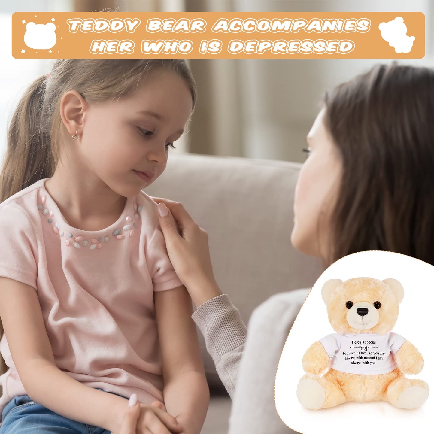 Deekin 2 Pcs Sympathy Gift Small Bear 9.8 Inch Plush Stuffed Animal With A Bear Hug Sign Condolences Memorial Loss Of Loved Ideal Gift For Funeral Birthday Baby Showe(Beige, White)