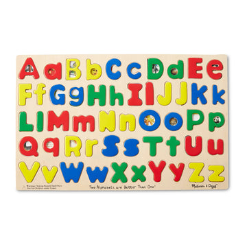 Melissa & Doug Wooden Alphabet Puzzle - 52 Pieces, Multi Color, Model 96128