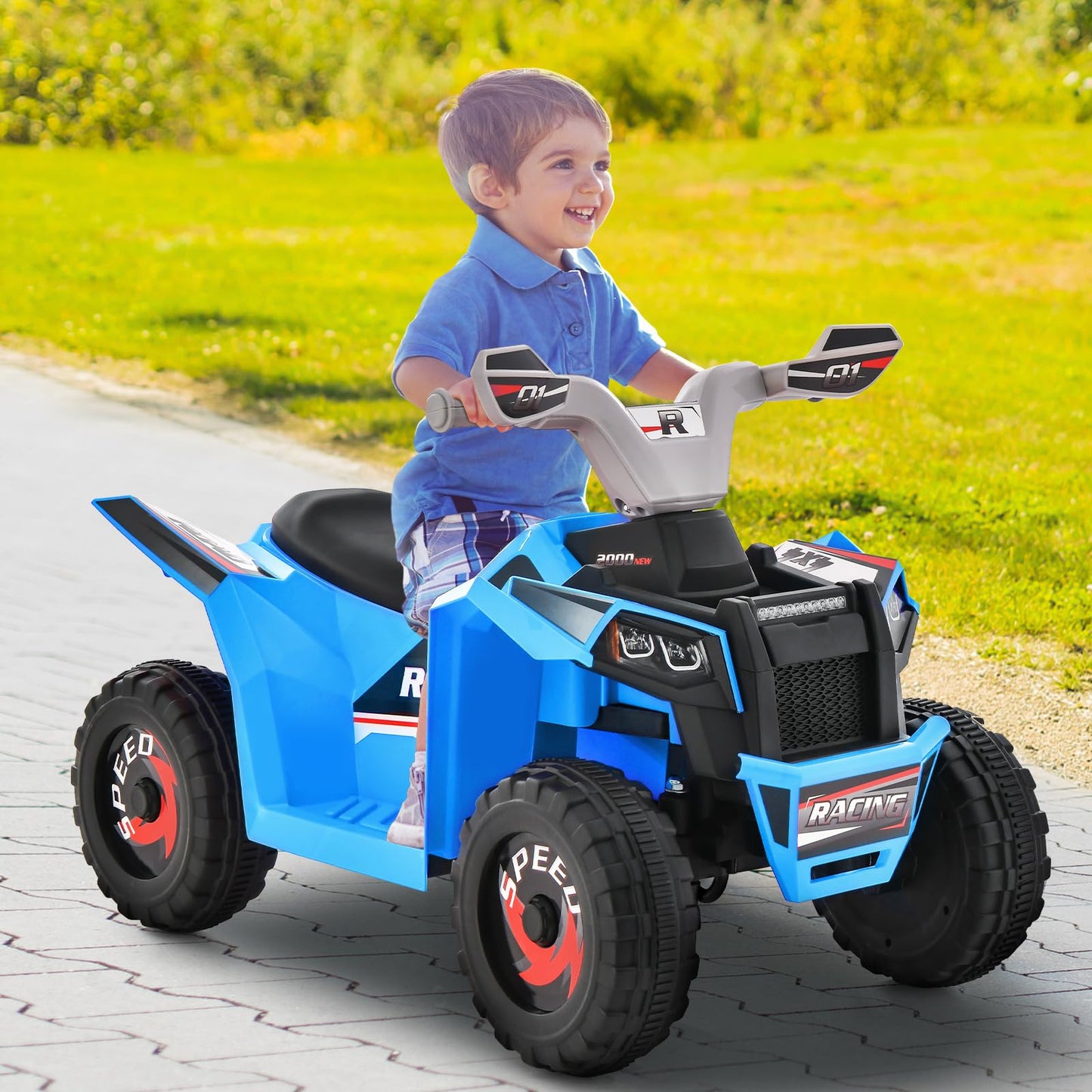 Honey Joy Ride On Atv, 6V Battery Powered Toddler Ride On Toy, Electric Vehicle For Kids, Forward/Backward, Foot Pedal, 4 Wheeler Quad Car, Gift For Boys And Girls (Blue)