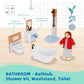 Oook Wooden Dollhouse Furniture Set For Kids, 26 Pcs Dollhouse Accessories With 4 Family Dolls And Dog, Miniature Doll House Fur