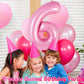 Pink Number 6 Balloon 40 Inch, Big Large Foil Helium Number Balloons, Jumbo Giant Mylar Number 6 Balloons For 6 Year Old Birthda