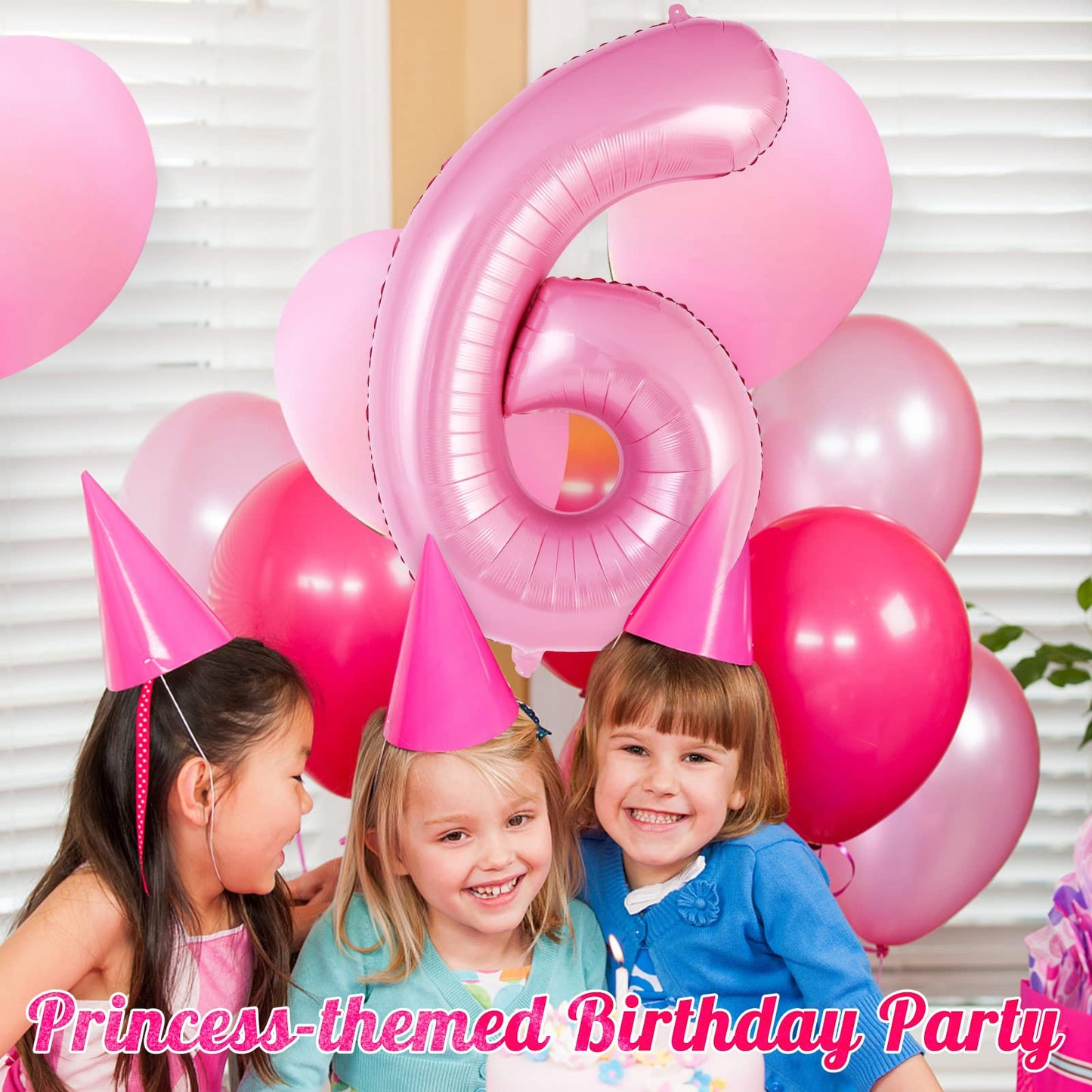 Pink Number 6 Balloon 40 Inch, Big Large Foil Helium Number Balloons, Jumbo Giant Mylar Number 6 Balloons For 6 Year Old Birthda