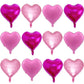Lovoir 12 Pcs Hot Pink Heart Shape Foil Mylar Balloons 18 Inch Love Balloons For Valentine'S Day Birthday Party Decorations Wedd