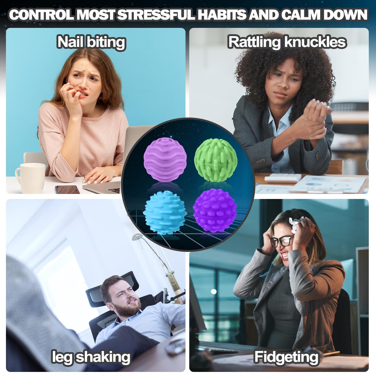 Mity Rain 8Pcs Fidget Toys - Magnetic Attraction Stress Balls With Silicone Shell For Adults - To Calm Restless Hands And Anxious Mind, Silicone Roller Magnet Balls Sensory Adults