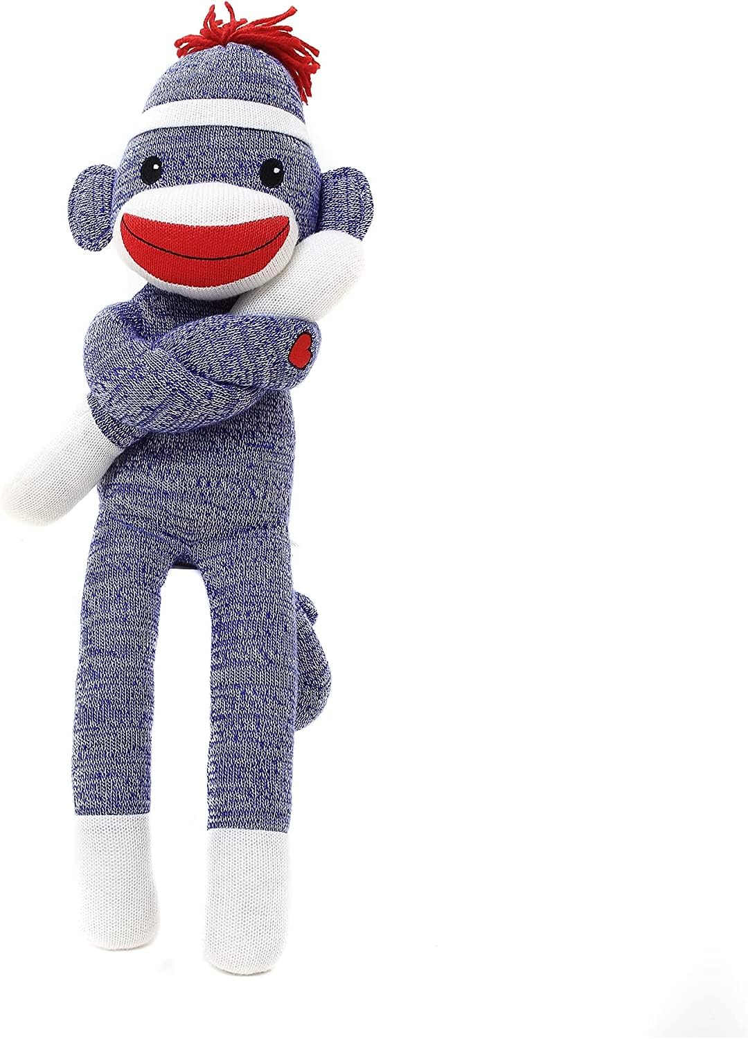 Made By Aliens Hand Knitted Sock Monkey Toy - 20" Blue Plush, Classic Edition, Perfect Gift for Kids and Babies