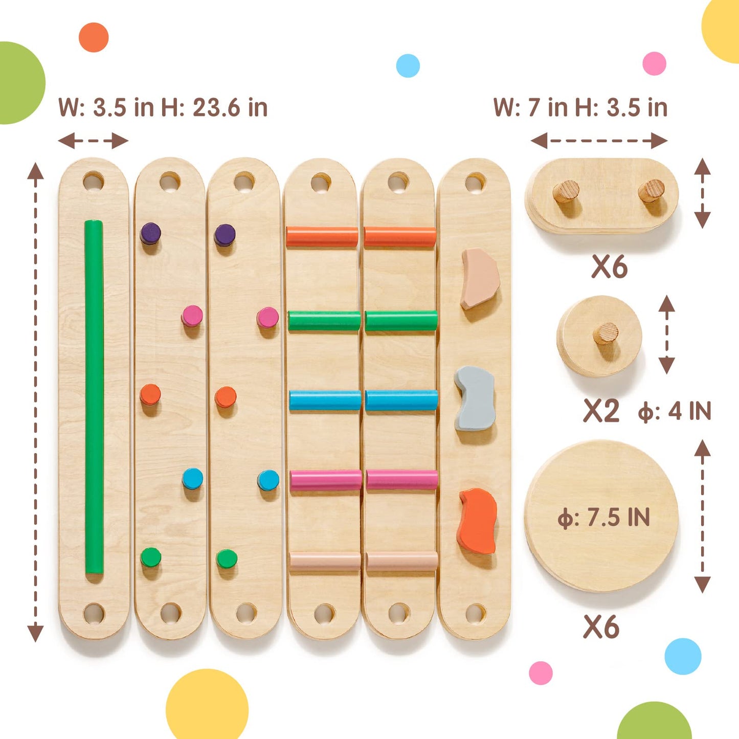 Tiny Land Wooden Balance Beam, 6 Pcs Toddler Balance Boards, Montessori Balance Beam For Kids Development, Coordination Motor Skills Gymnastics Obstacle Course Toys For Girls Boys