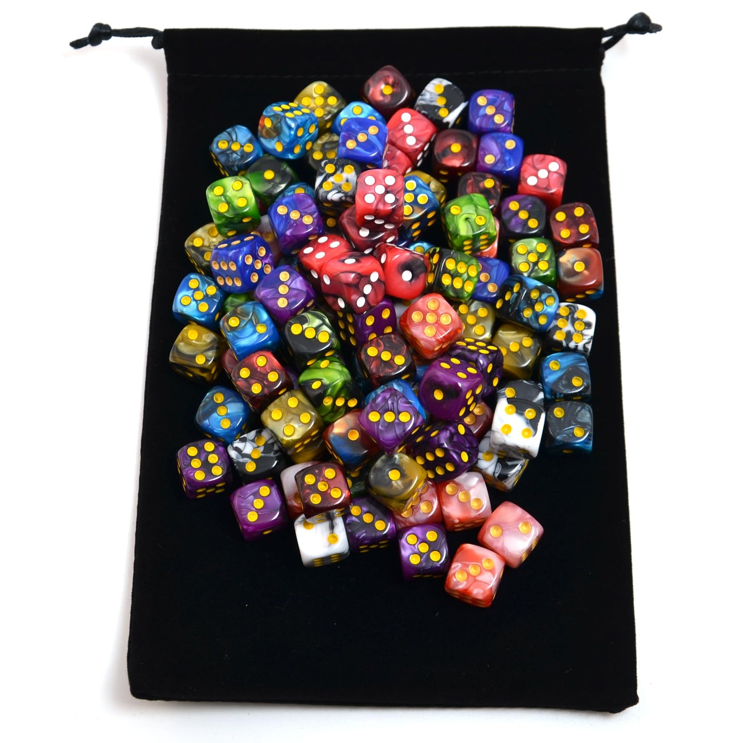 Smartdealspro 100-Pack Two Color Round Angle Six Sided Dice Die with Free Pouch for Tenzi, Farkle, Yahtzee, Bunco or Teaching Ma