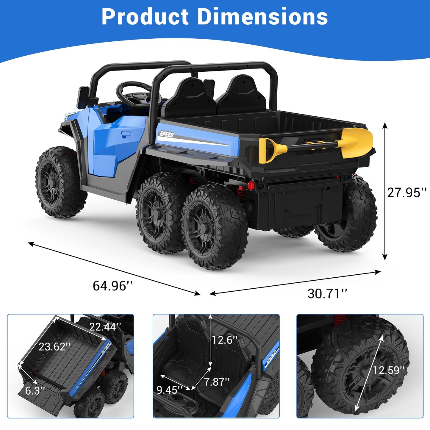 Ride On Dump Truck, 24V Ride On Car with Remote Control, Electric Dump Bed and Extra Shovel, Ride On Tractors Car with Music Pla