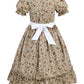 Fccam Colonial Costume Girls With Mob Cap Floral Pioneer Prairie Dress 1800S American Costume Brown Xl Age Over 4 Years Old