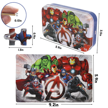 Jigsaw Puzzles For Kids Ages 4-8,60 Pieces Marvel Superhero Hulk Avengers Puzzle Toys For Children Girls And Boys,Learning Educa
