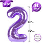 Purple Number 2 Balloon 40 Inch, 2 Balloon Number, 2Nd Birthday Decorations For Baby Girls Boys Toddlers