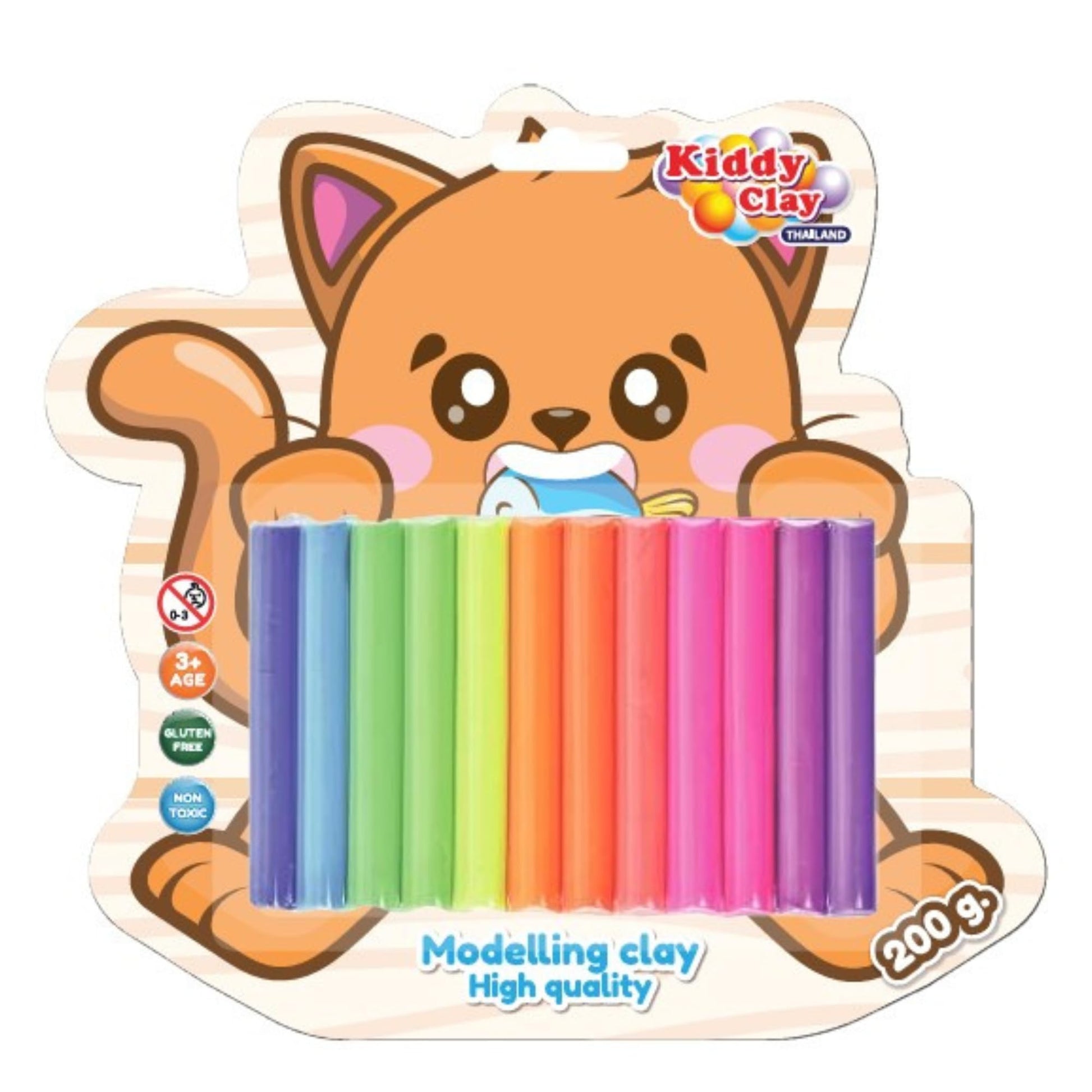 Kiddy Clay Pack Of 12 Modelling & Sculpting Clay (200 G.), Colourful Reusable Diy Soft, Creative Art & Crafts, Ideal Gift For Ki