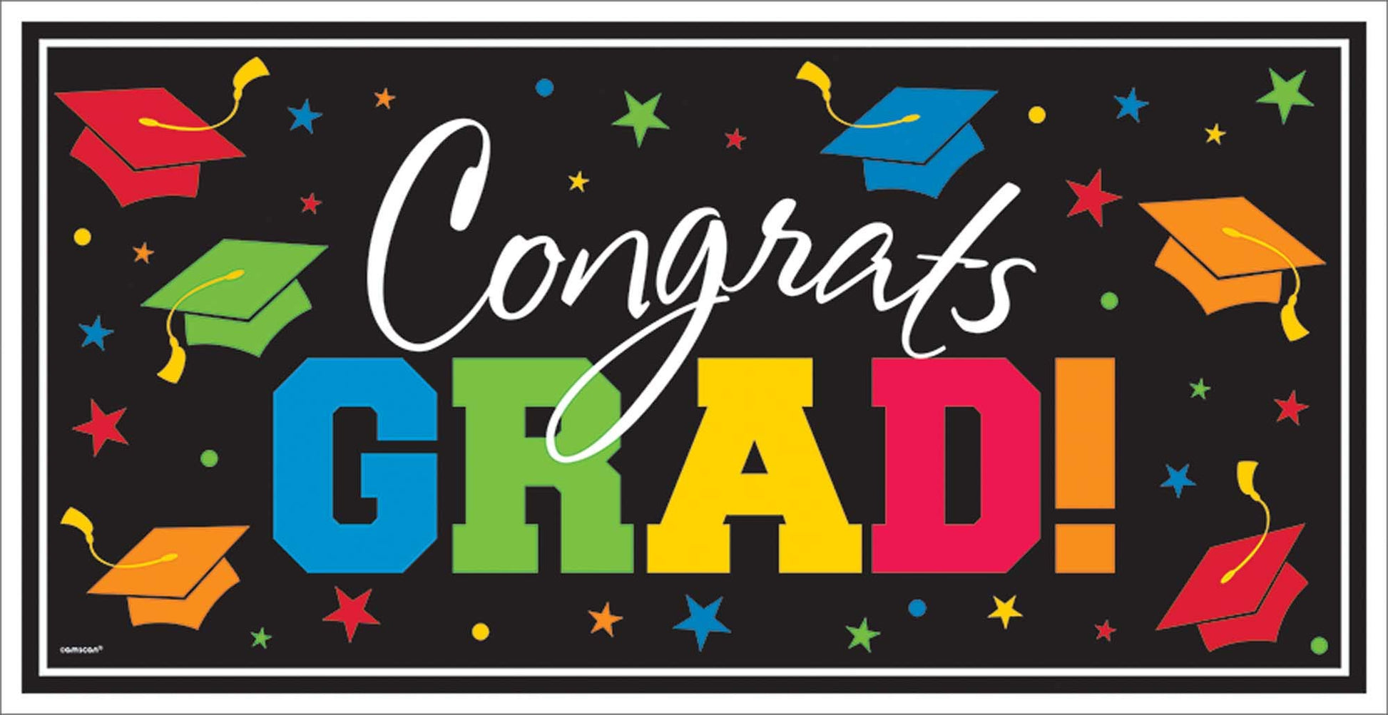 Amscan Congrats Grad Large Plastic Rectangular Banner - 1 Pc