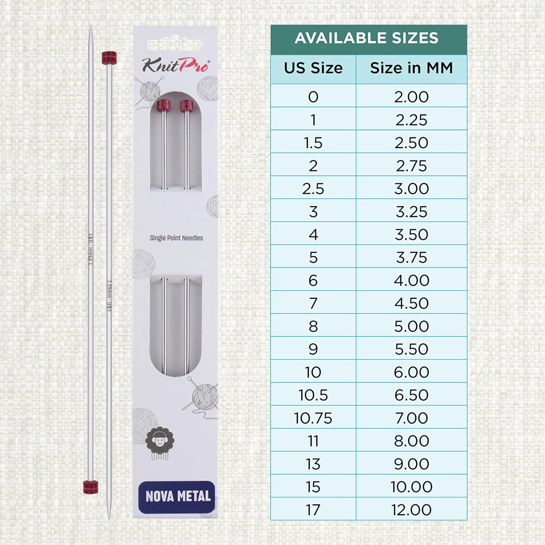 KnitPro Nova Single Pointed Needle 12 (30cm) | US Size 3 (3.25mm)