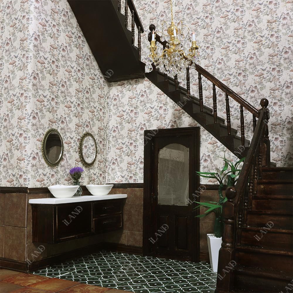 Iland Originality Dollhouse Wallpaper 39 * 15.7 Inch, Dollhouse Accessories On 1:12 Scale Or 1:6 Scale (Forest Whisper)