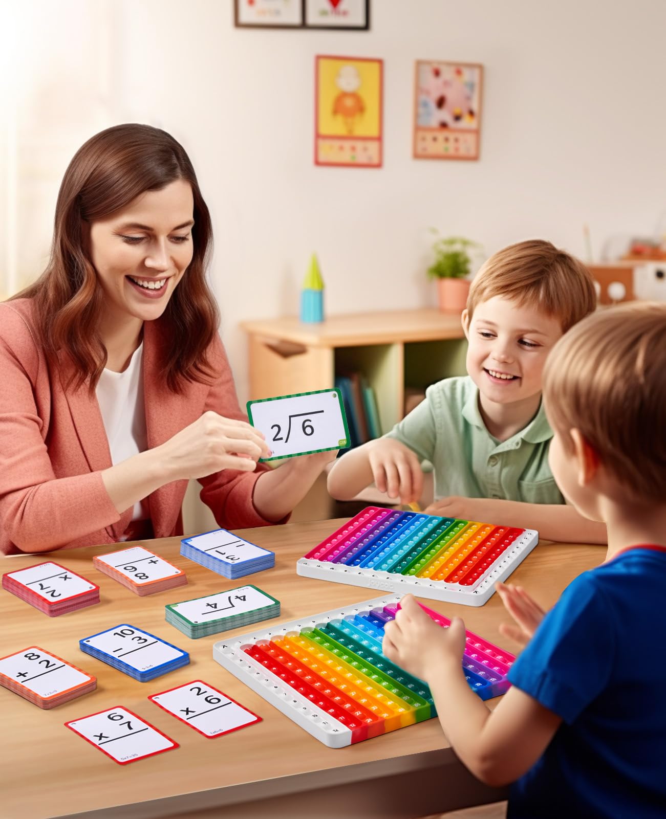 Joycat 288 Flash Cards For Kids Ages 4-8, Math Flash Cards & Pop Fidget Chart, Math Manipulatives Game For Addition Subtraction Division Multiplication For Kindergarten 1St 2Nd 3Rd 4Th 5Th 6Th Grade