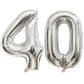40 Inch Silver 40 Number Balloons Giant Jumbo Huge 40 Foil Mylar Helium Number Digital Balloons Silver Birthday Mylar Digital Ba