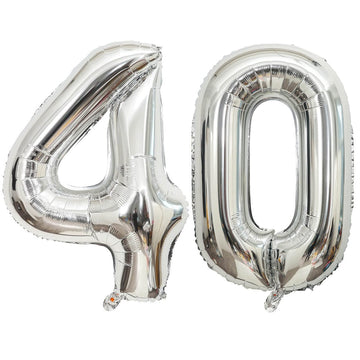 40 Inch Silver 40 Number Balloons Giant Jumbo Huge 40 Foil Mylar Helium Number Digital Balloons Silver Birthday Mylar Digital Ba