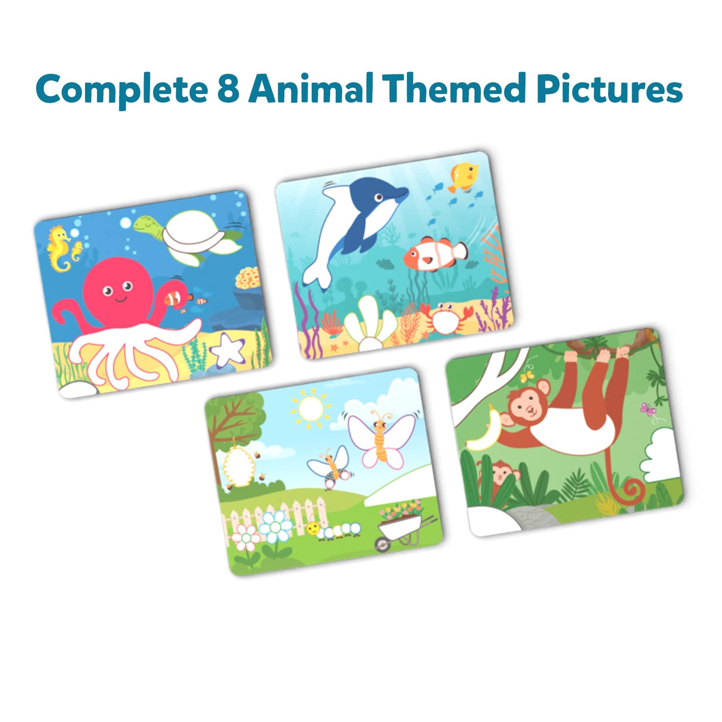 Skillmatics Art Activity Dot it - No Mess Sticker Art for Ages 3-7, 8 Animal Pictures, Paper Material, Model SKILL296DIAW