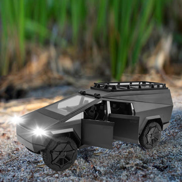 Cybertruck Model: 1/24 Diecast Metal Toy Trucks with Lights and Sounds for Boys, Ages 3 and Up (Gray Camper)