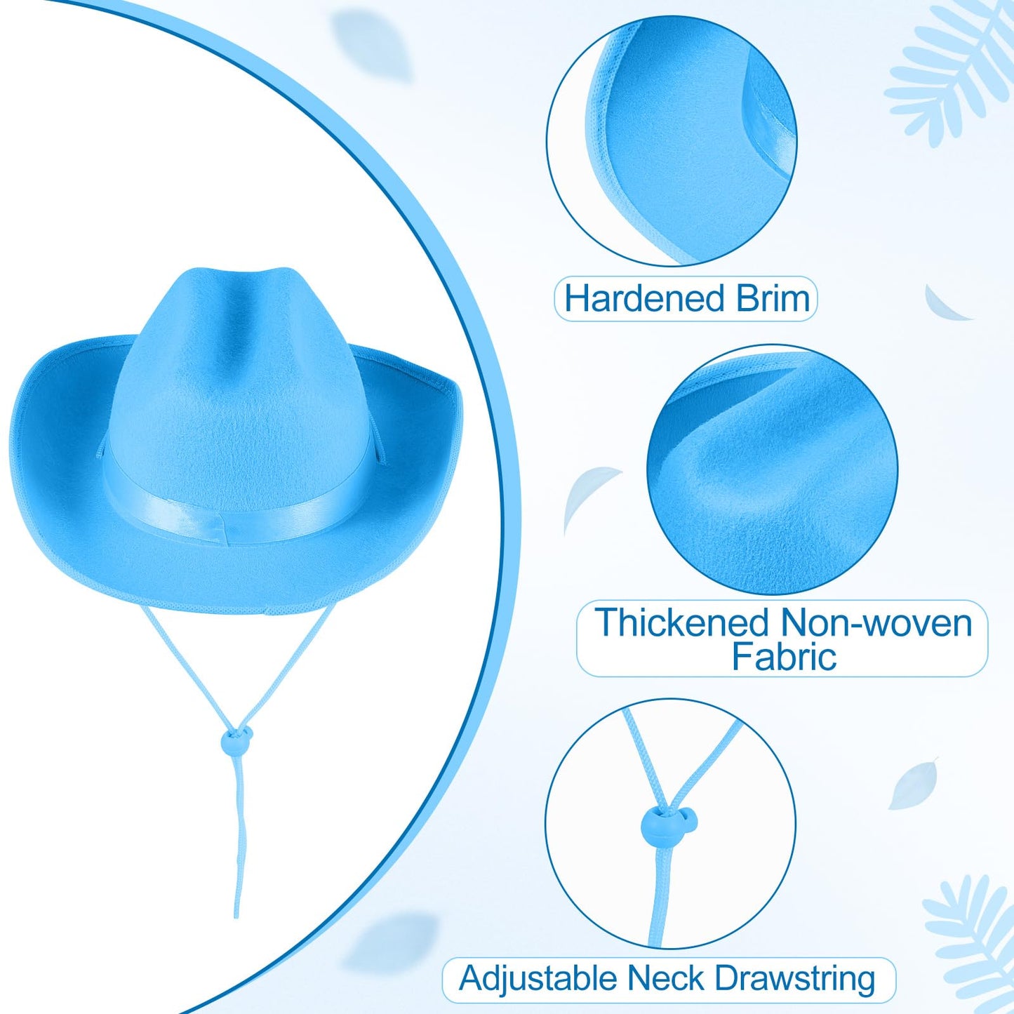 Hercicy 6 Pcs Kids Cowboy Hat Cowgirl Western Hat For Boys And Girls Dress Costume, Bachelor Party Supplies (Blue)