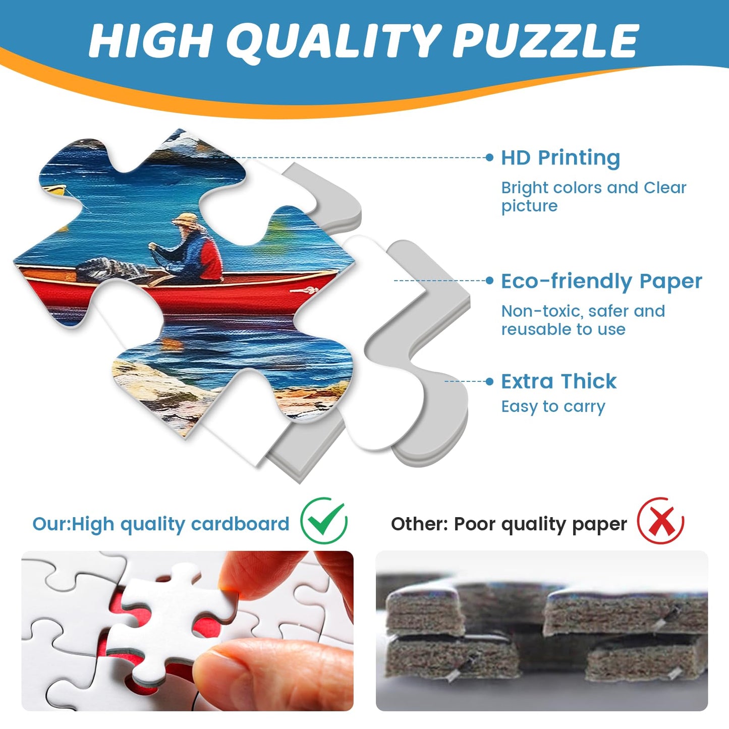 mjyphdm 500 Piece Jigsaw Puzzle for Adults & Kids - Bear & Eagle Design, Recycled Cardboard, Family Activity, 20.5 x 15 in