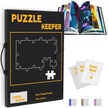 Puzzle Storage Folder with Labeling Tabs & Name Card Pocket, Portable Puzzle Holder for 1000 Piece Jigsaws with Handle, 28.3 * 2
