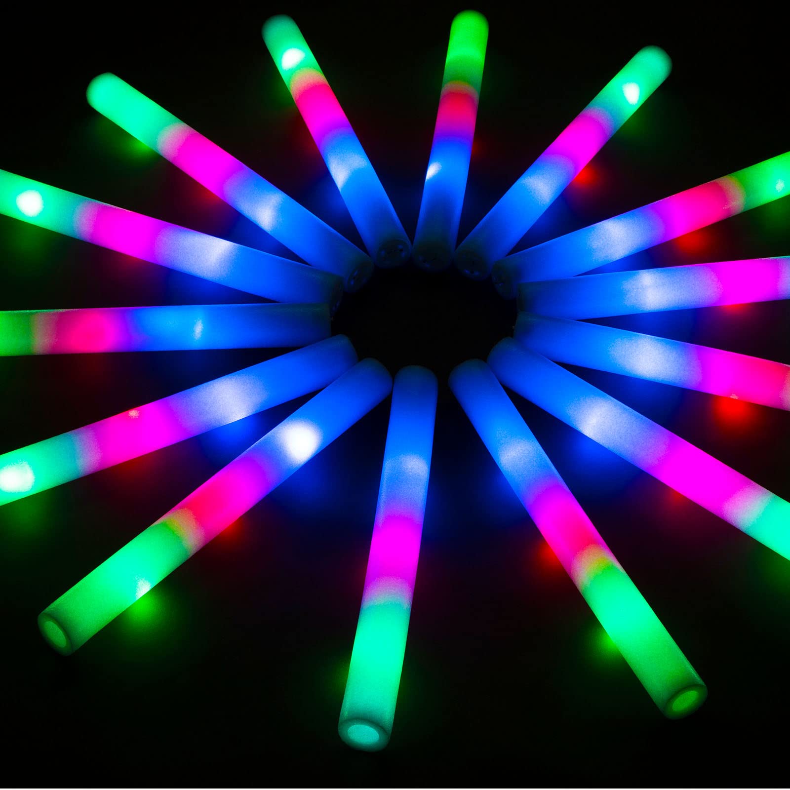 Shqdd 105 Pcs Led Foam Glow Sticks, Glow Sticks Bulk, Christmas Glow Party Supplies With 3Modes Colorful Flashing, Glow In The D