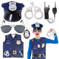 Keymall Kids Police Officer Costume 6 Pcs Including Cop Hat Vest Sunglasses Badge Holder Handcuff Walkie Talkie For Halloween Prentend Play Dress Up