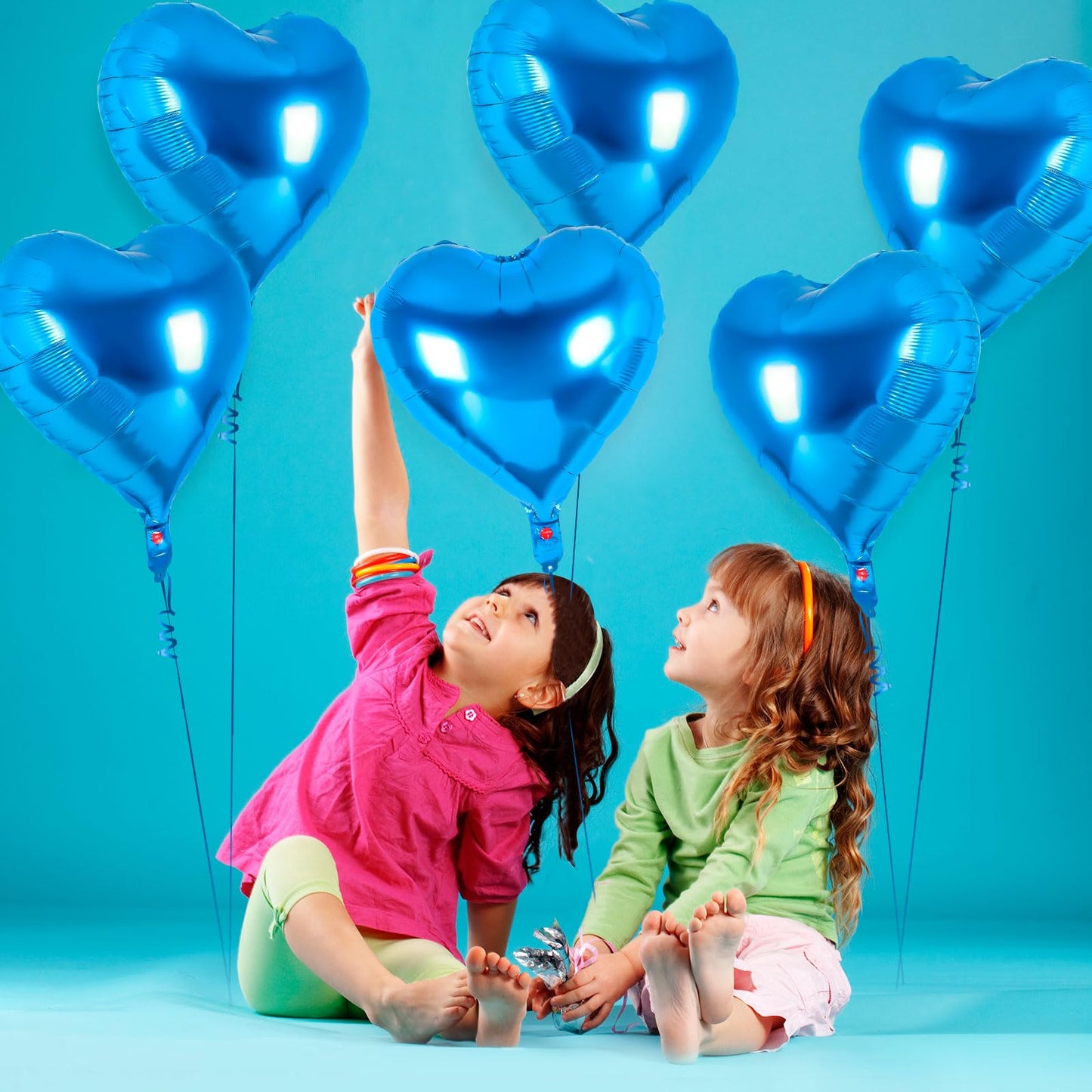 12 Pcs Heart Balloons,18 Inch Blue Heart Foil Balloons Love Balloons Valentine Balloons For Birthday Party Wedding Engagement Pa