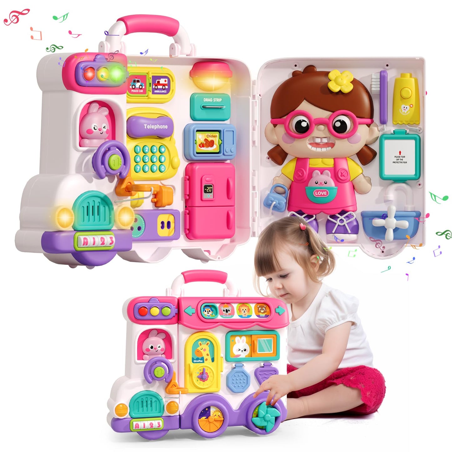 Busy Board Montessori Toys For Toddler 1-2 1-3, Learning Sensory Toddler Toys For 1+ Year Old, Educational Fine Motor Baby Toys