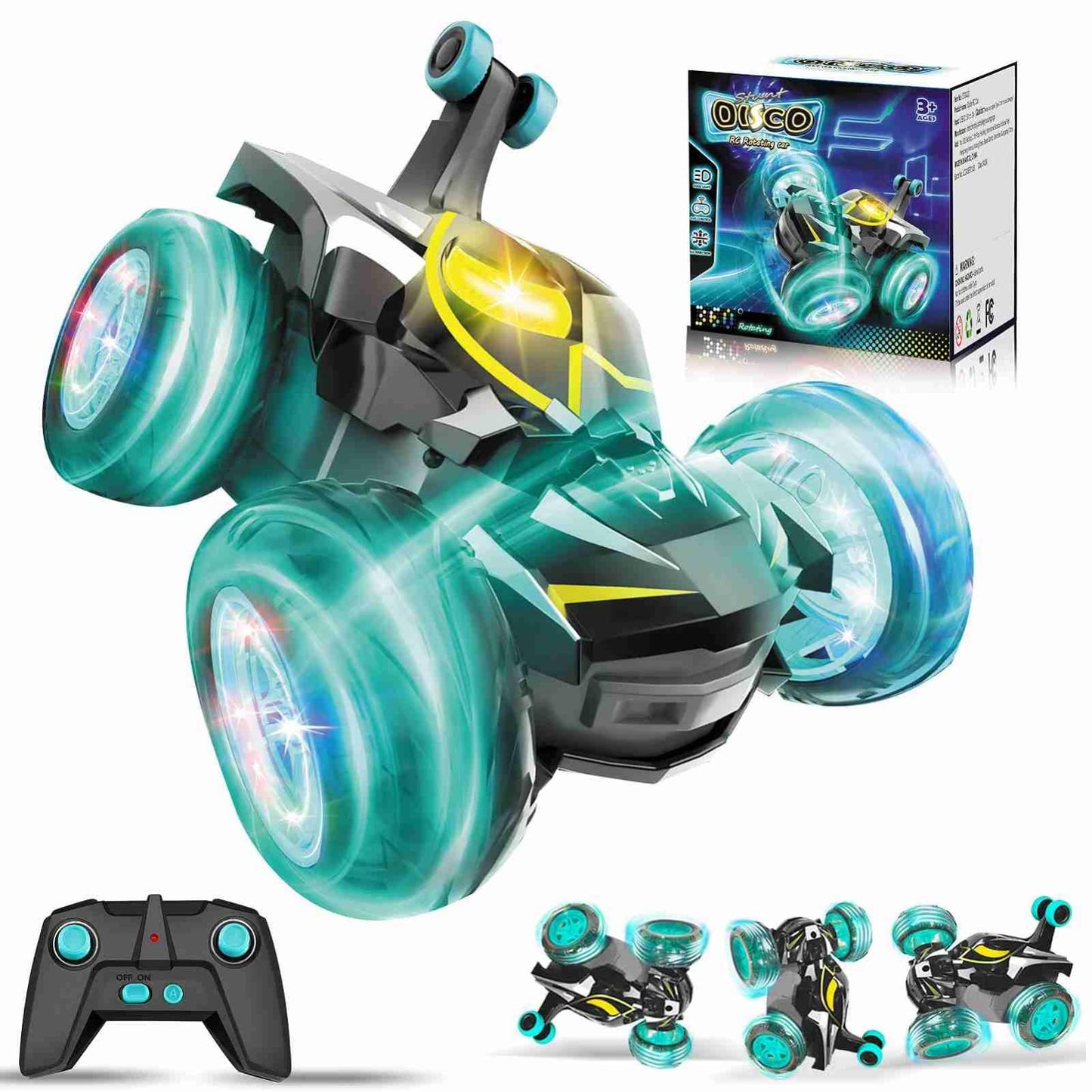 Kids Toys Bat Rc Car For Boys 4-7 - Cool Bat Monster Remote Control Crawler Toy 360 Flip Fast Stunt & 4Wd Light Up Wheel - Fun B