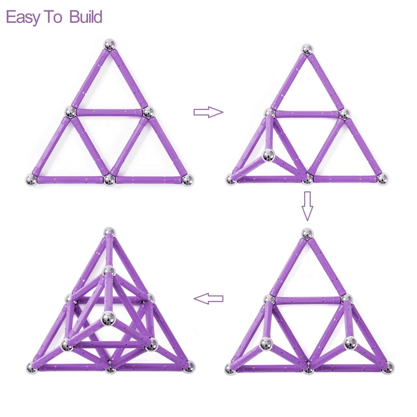 BANBBY 145pcs Magnetic Toys Upgraded 2.28 inches Building Sticks Set for Kids Magnet Games (10 Colors)