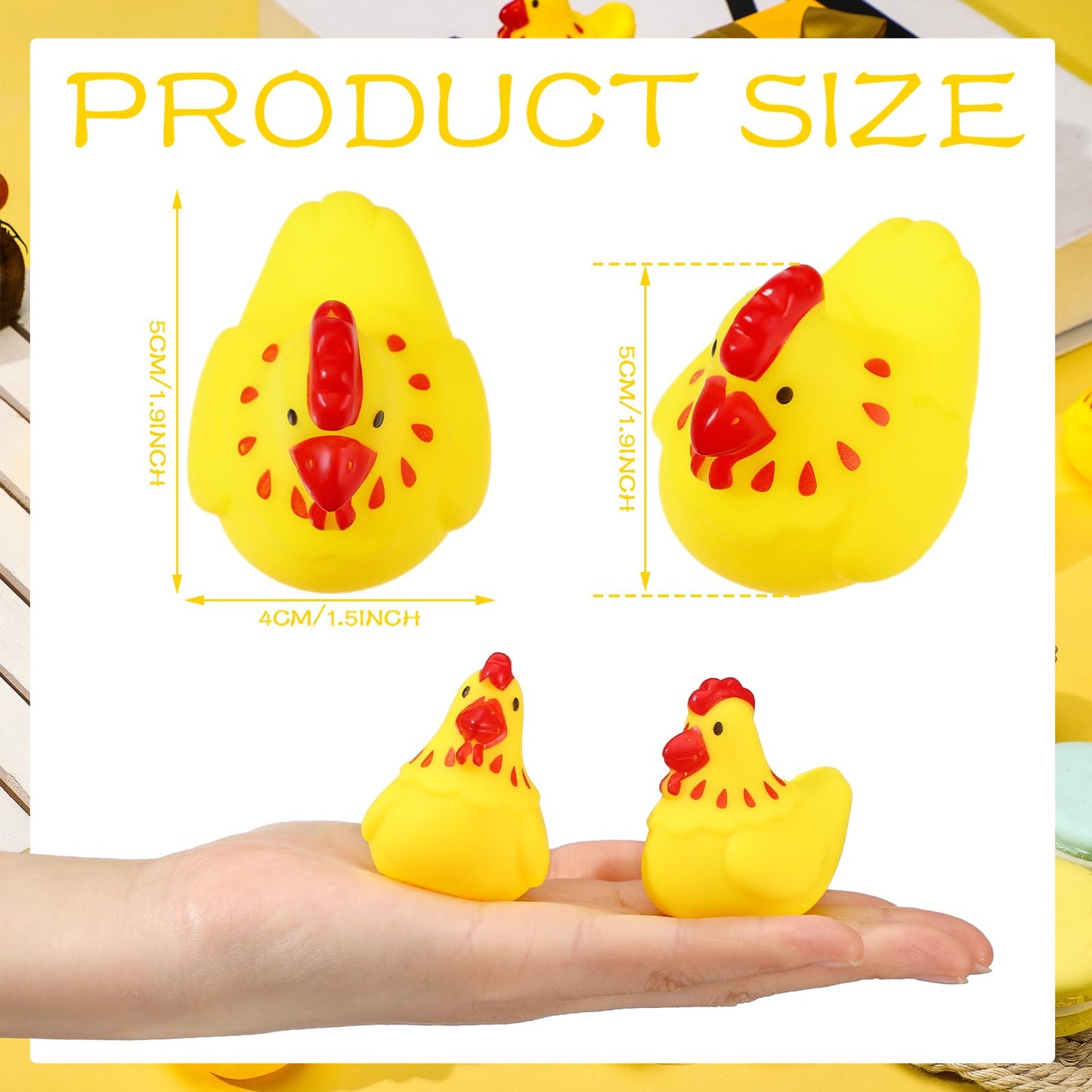 Libima 100 Pcs Rubber Chickens Bath Toy Bulk Mini Chicks Squeezable And Squeak Toys Yellow Floating Rubber Toy Swimming Pool Bat