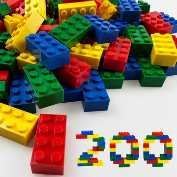 Huizdq 200 Piece Classic Building Bricks, 2X4 Building Blocks Stem Creative Building Toys, Red, Yellow, Blue, Green