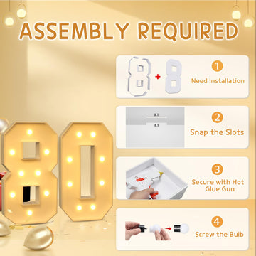 Imprsv 3Ft 80Th Birthday Decorations Numbers: 80Th Birthday Party Anniversary Decorations Large Light Up Numbers 80 For Men Wome