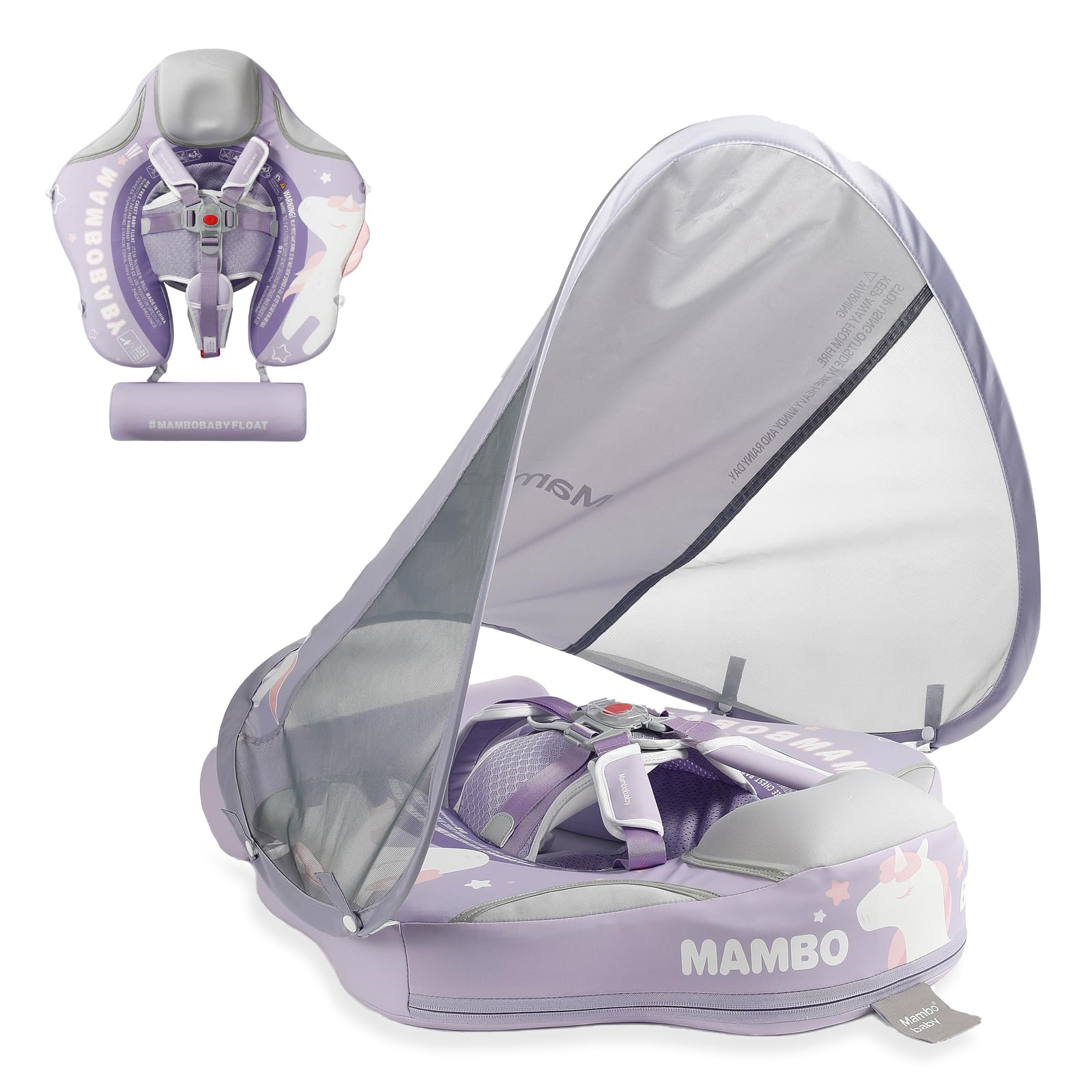 Mambobaby Float Deluxe Baby Pool Float: Safe & Comfortable Swim Trainer For Infants & Toddlers, Non-Inflatable Design, Uv Protec