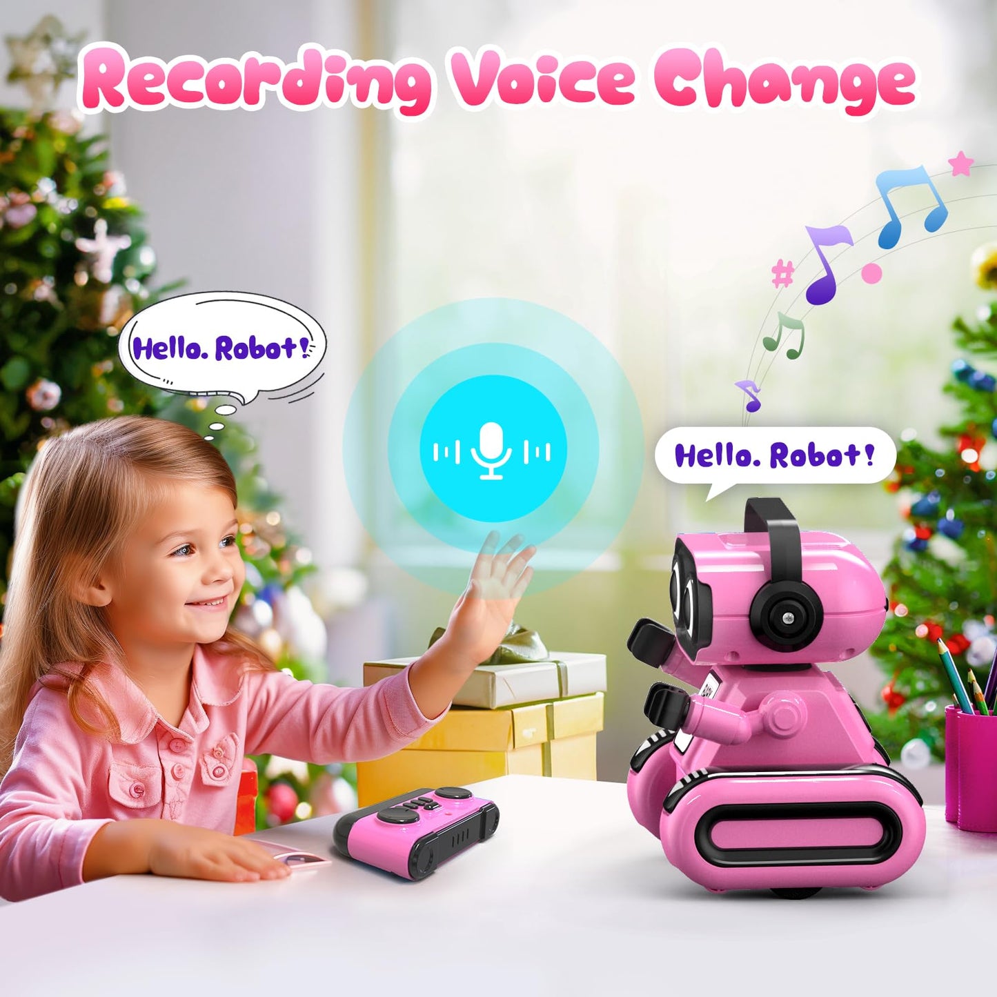 beefunni Smart Robot Toys for Girls 4-10,with LED Eyes, Auto-Demo, Rechargeable,Recording, Music -Perfect Christmas Birthday Gif