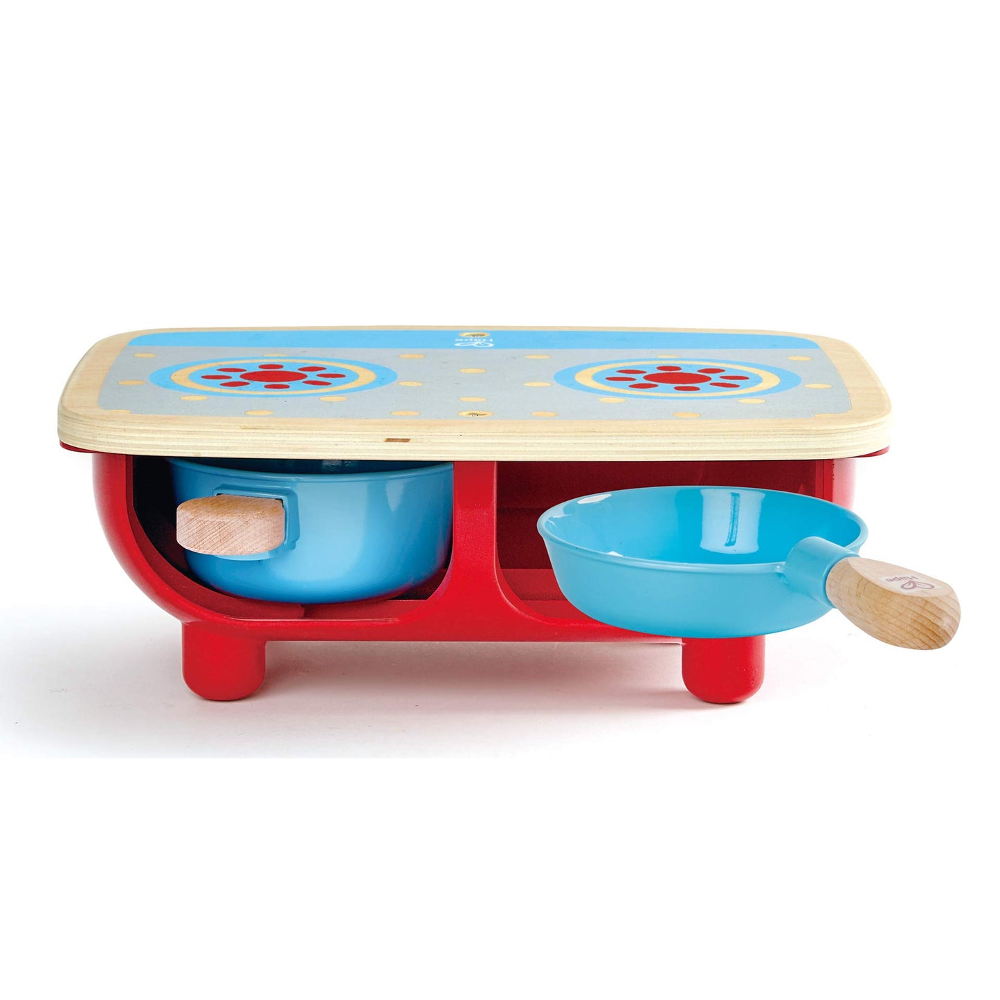 Hape Toddler Kitchen Set | Wooden 6 Piece Cooking Set, Pretend Kitchen Playset with Toy Stove, Frying Pan, Spoon, Spatula