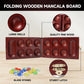 GSE Folding Wooden Mancala Board Game with Multi-Color Glass Stones and Storage Bag  Portable Family Travel Strategy Games Set for Kids & mature-themeds (Mahogany)